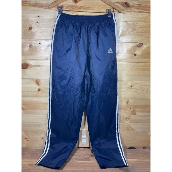 Adidas Other - Adidas Vintage 90's Unisex Navy Blue Breakaway Windbreaker Pants with White Stri